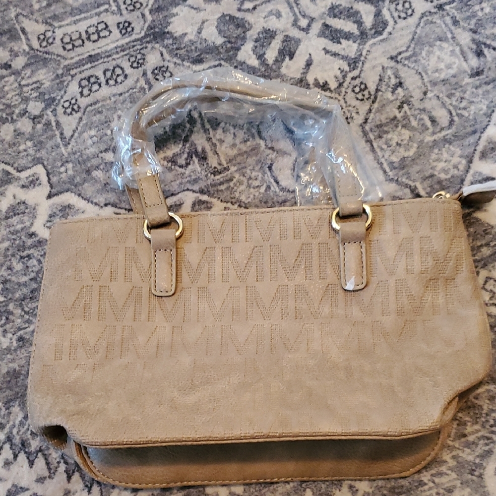NWOT Beige Monogrammed Handbag